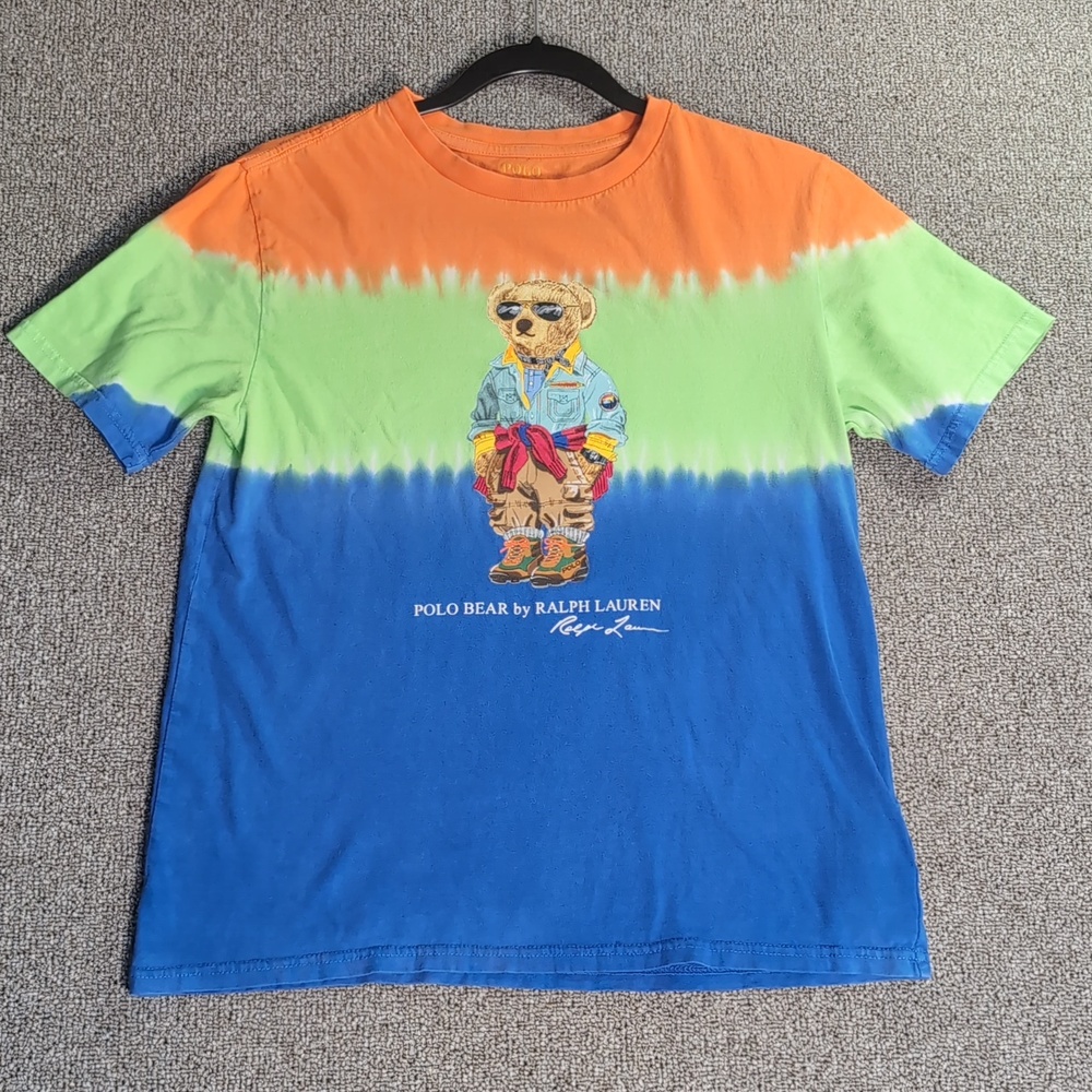 Polo Ralph Lauren Kids Hiking Polo Bear Tie-Dye Tee Boys Size Large